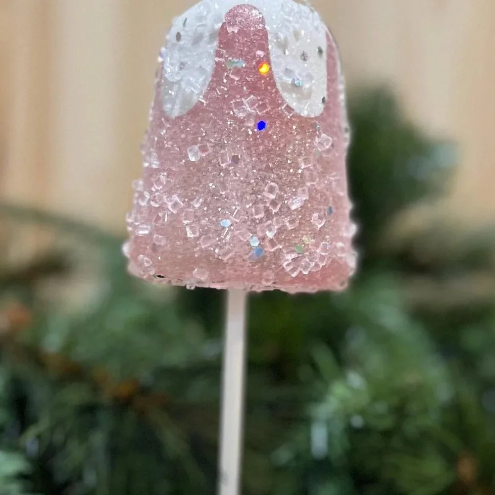 Large Pink Candy Lollipop Ornament 10-Inch Sparkling Gumdrop Holiday Tree Decor
